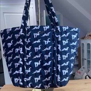 Kate Spade Navy Quilted Tote Bag with Cat Print NWT